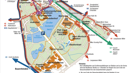 Anfahrtsplan zur ARENA mit öffentlichen Verkehrsmitteln