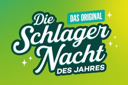 Schrift auf grünem Hintergrund: DAS ORIGINAL; Die Schlager Nacht DES JAHRES