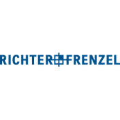 Blauer Schriftzug für Richter + Frenzel