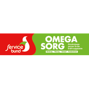 Rot-grünes Emblem mit weißem Schriftzug Omega Sorg
