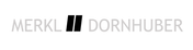 Merkl Dornhuber in grauer Schrift auf weißem Hintergrund
