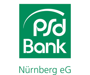 Logo mit Schriftzug PSD Bank Nürnberg in grün und weiß