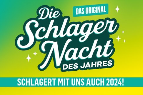 Schrift auf grünem Hintergrund: DAS ORIGINAL; Die Schlager Nacht DES JAHRES