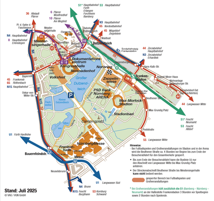 Anfahrtsplan zur ARENA mit öffentlichen Verkehrsmitteln
