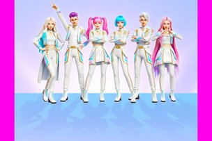 Auf dem gezeichneten Bild sieht man zwei Männer und vier Frauen im K-Pop-Style