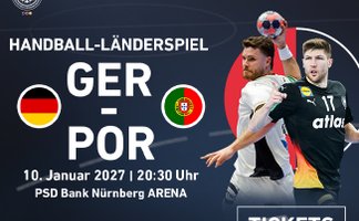 Handball Länderspiel GER - POR Banner mit zwei Spielern 