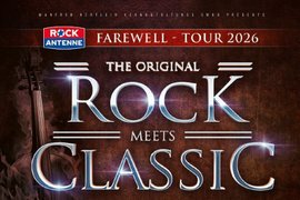 Tourankündigungsplakat 2026; silberne Schrift auf dunkel rotem Hintergrund 